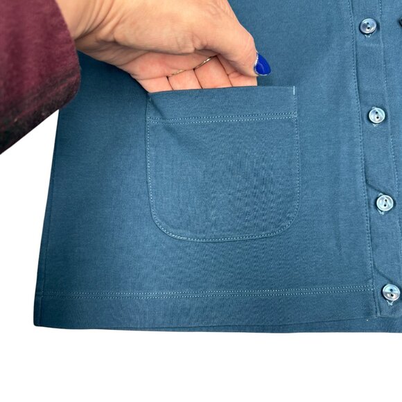 Women's L.L. BEAN Cardigan Sweater Cotton V-Neck Button Indigo Blue- Size S - Picture 5 of 7